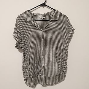 Lucky Brand Green Gingham Short-sleeved Button-up Shirt
